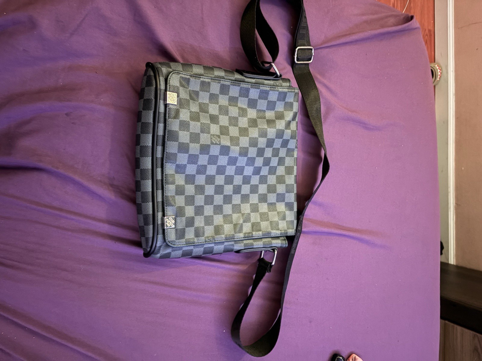 Louis Vuitton Damier Graphite Checkered Messenger Bag Black Adjustable Strap