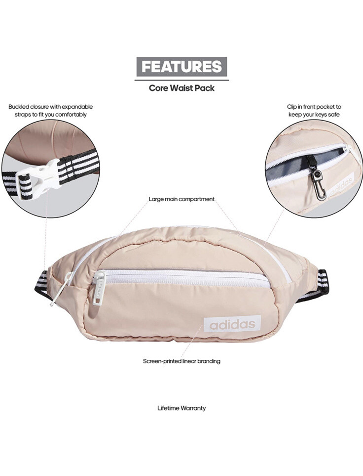 Unisex Adidas Originals Core Waist Bag/Fanny Pack Glow Pink/Black/White
