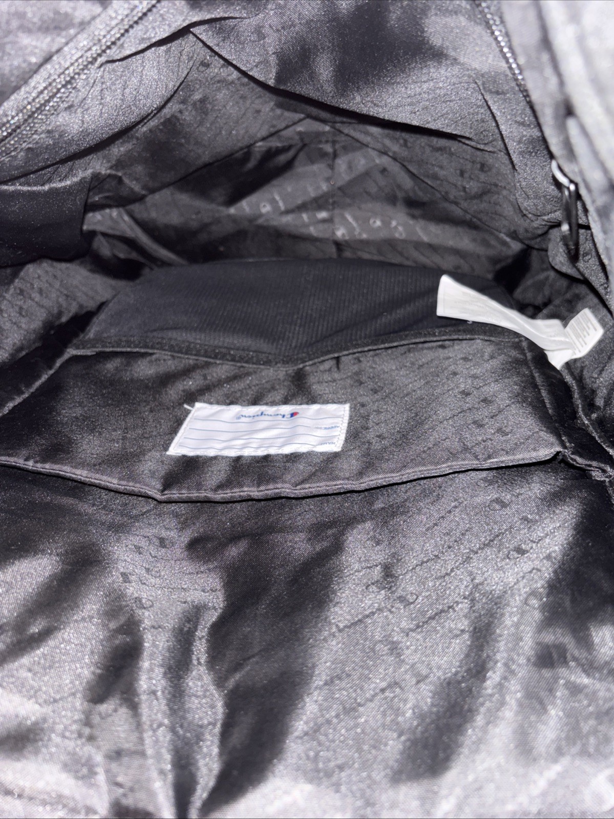Champion Black Backpack Drawstring Buckle Adjustable Strap Front Pocket