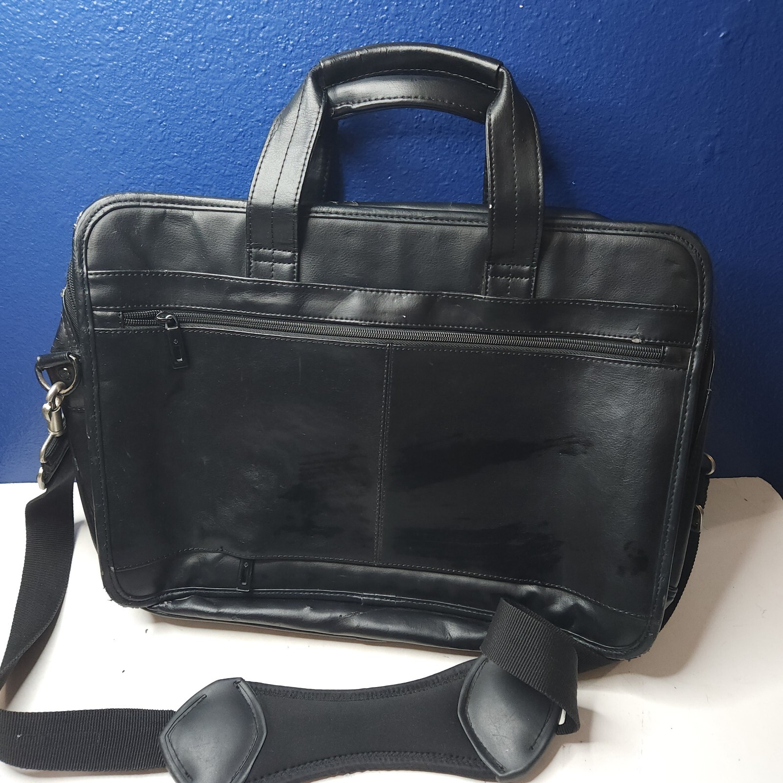 Samsonite Leather Slim Briefcase Computer Laptop Bag, Black (15.75 x 11.6 )