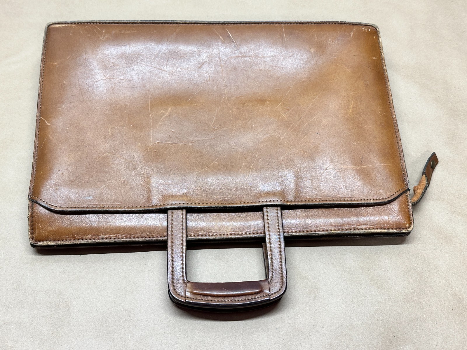 SCHLESINGER Brothers CASE SETTER California Saddle LEATHER BAG Briefcase Brown