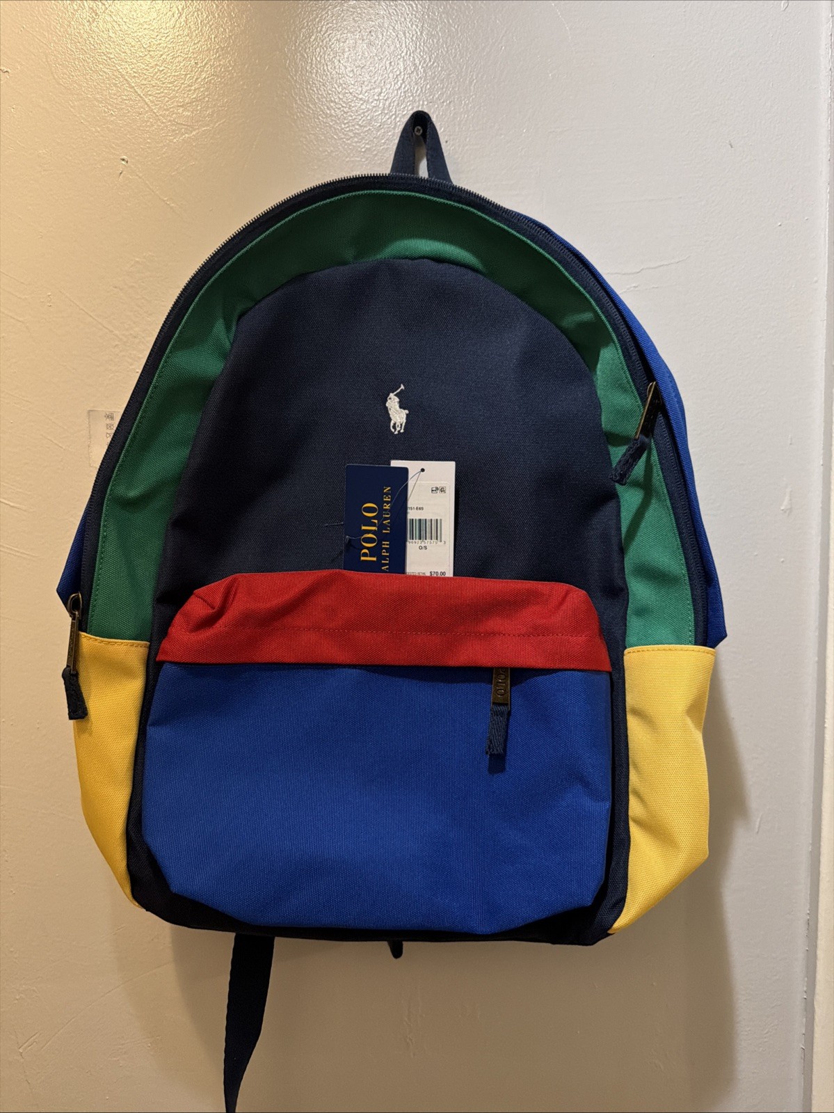 Polo Ralph Lauren Colorblock Multi-Color Backpack Bag Navy/Multicolor