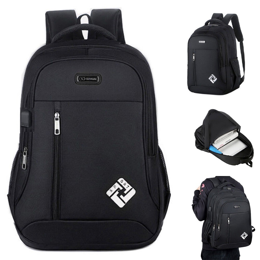 Oxford Anti-theft Laptop Backpack Travel Business Shool Book Bag w USB Port