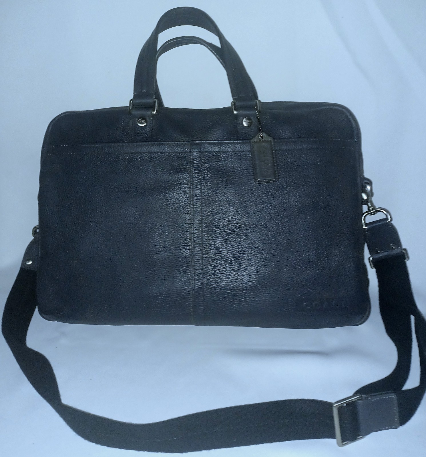 COACH Leather Men Work Bag Size 15 X 11 X 3 Dark Gray Used As Described Good