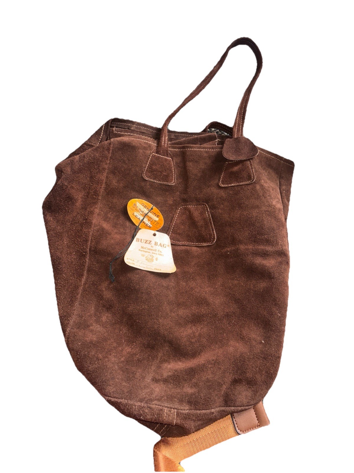vintage suede 1970 style long BUZZ Bag hipster era.