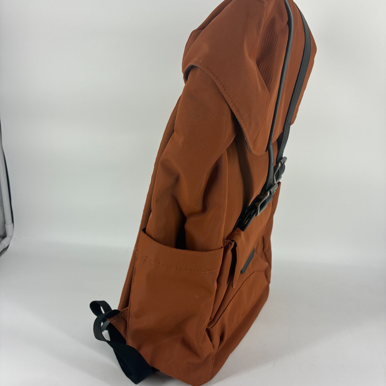 Open Story Fitted Flap Backpack Rust Amber Brown Magnetic Closure