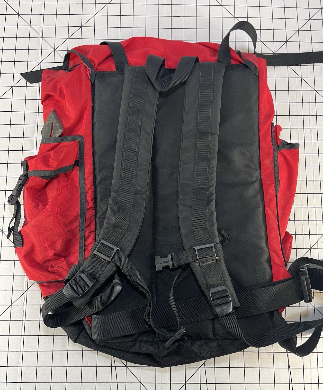 LL Bean Red Black Continental Rucksack Backpack Military Bag Vtg 80s 90s Hiking