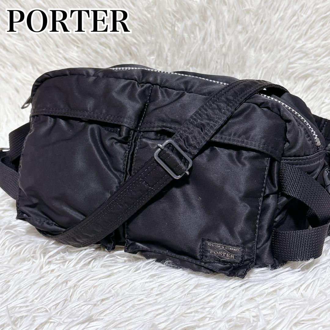 Authentic Porter Yoshida Kaban TANKER 2-Way Shoulder Bag Black Nylon 16cm x 27cm