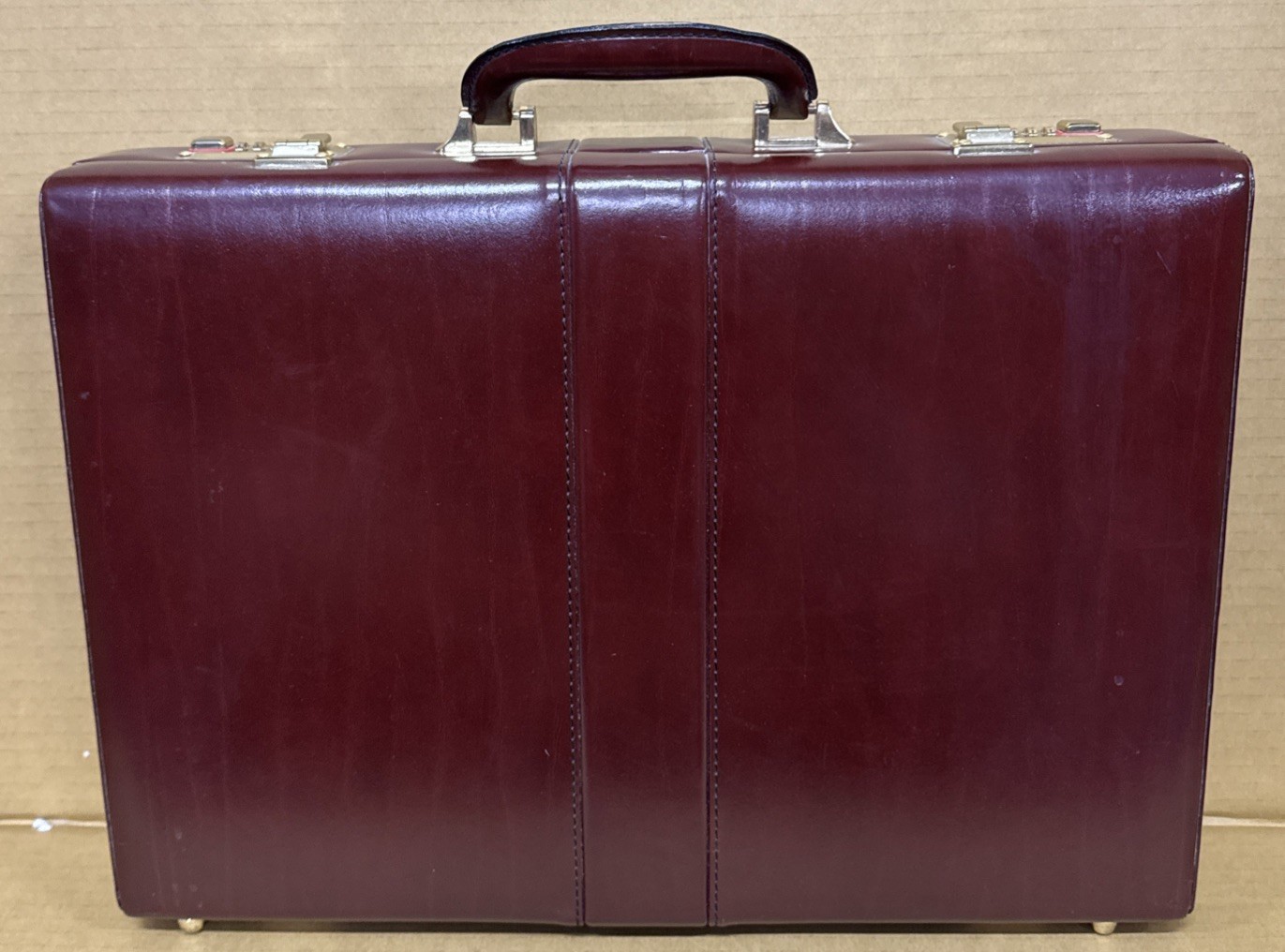 UNBRANDED Burgundy Top Grade BONDED LEATHER BRIEFCASE Dual Lock