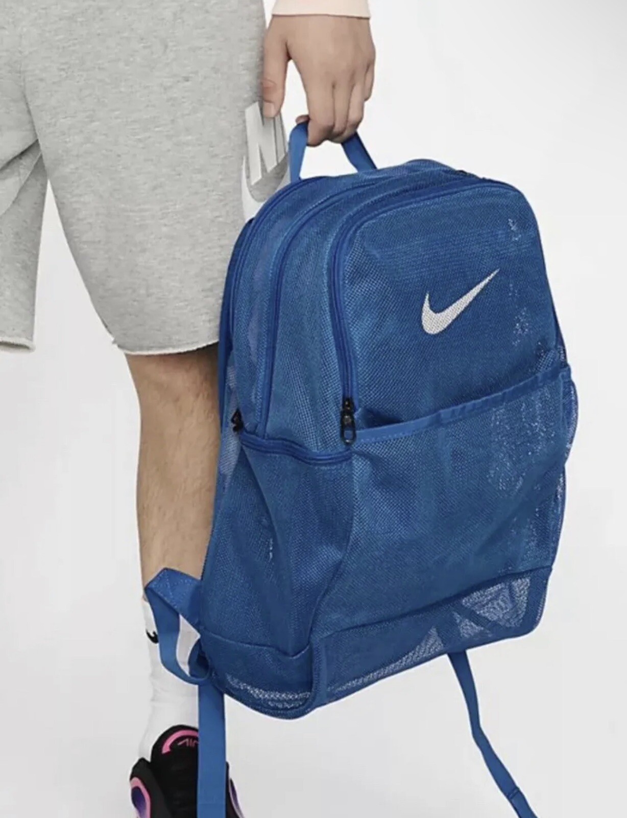 Nike Brasilia Medium Mesh Training Backpack, BA6050 480 Blue/White 26L