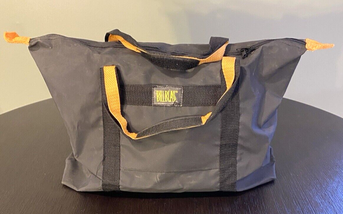 Bill Blass Retro Weather-proof Carry Bag Tote Jet Foldable Duffle Black Gold