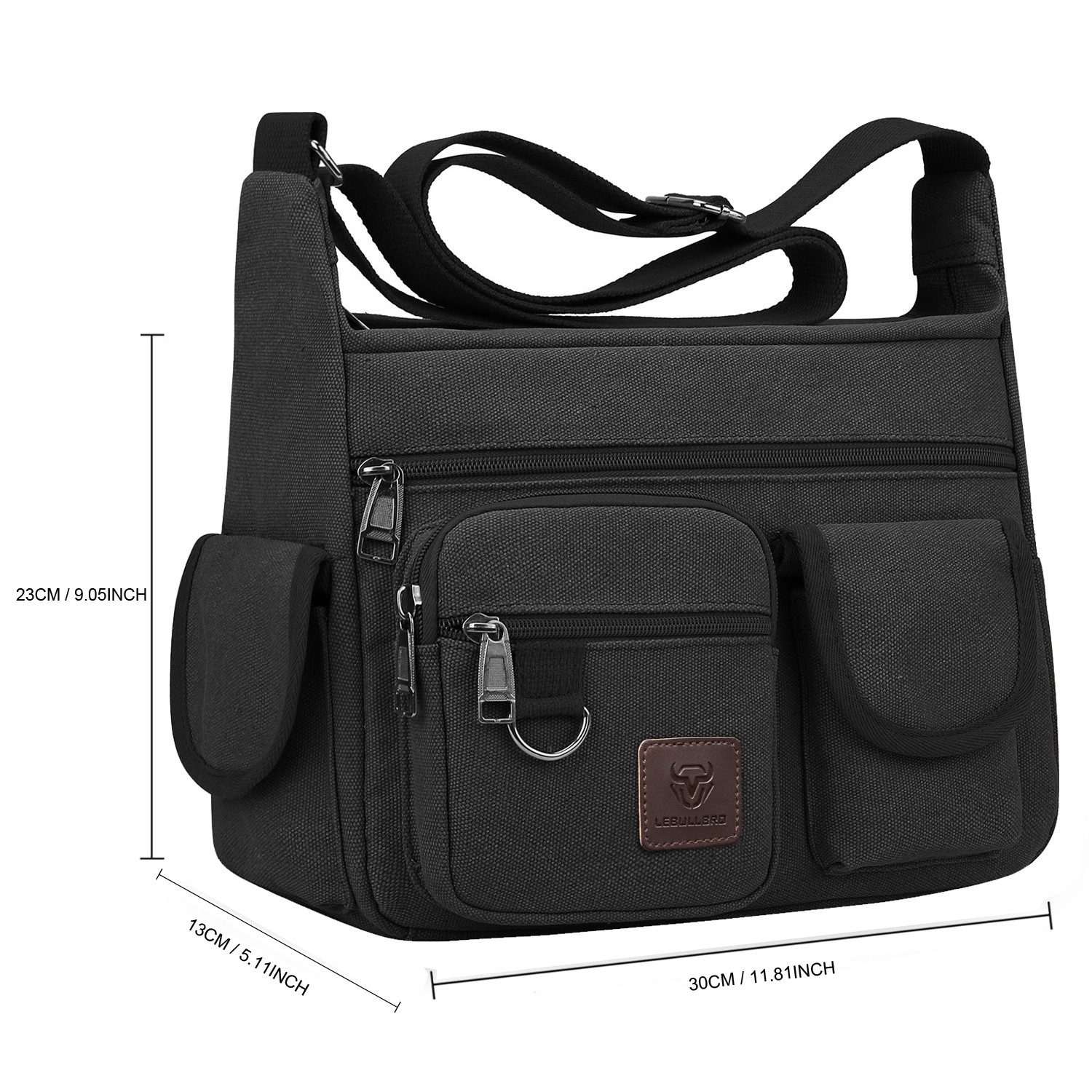 Men’s Canvas Shoulder Crossbody Bag Casual Work Travel Multi-Pocket Satchel