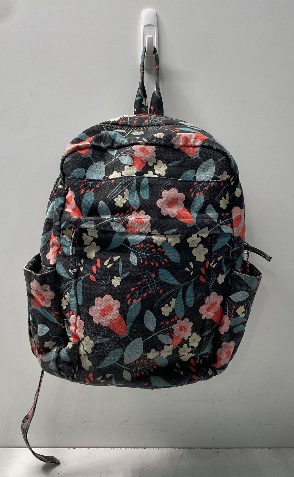 Terra Thread Black Floral Canvas Backpack Sustainable Eco-Friendly Daypack