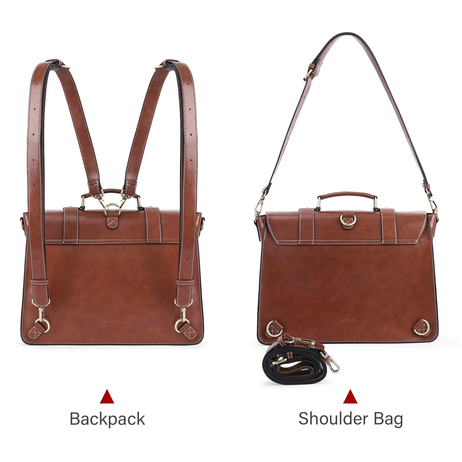 ECOSUSI Backpack for Women Briefcase Messenger Laptop Bag Vegan Leather Satchel
