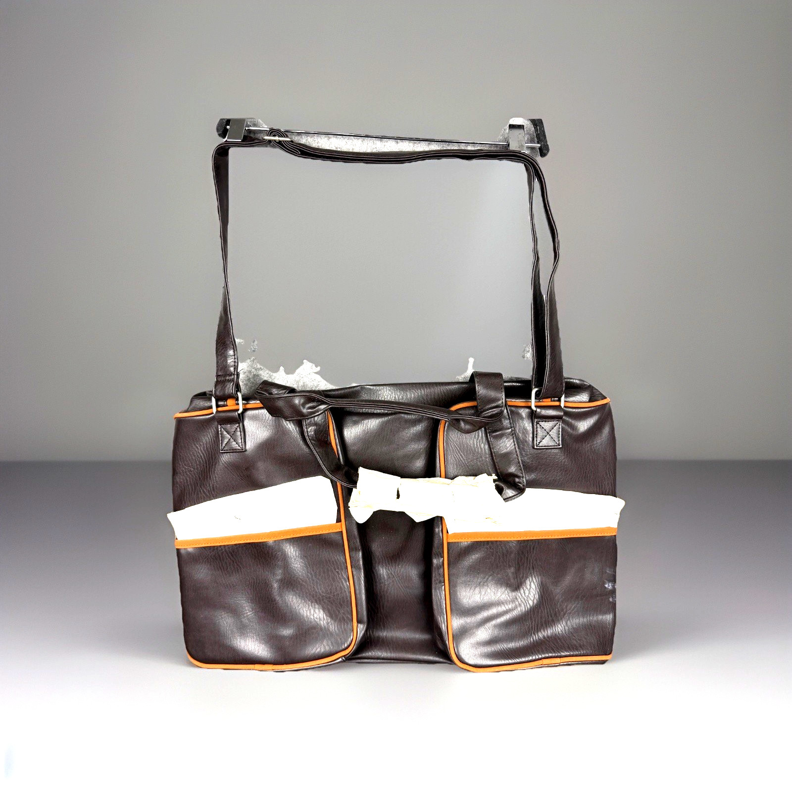 Lagerfeld Large Tote Bag Unisex Brown Faux Leather Shoulder Laptop Travel Work