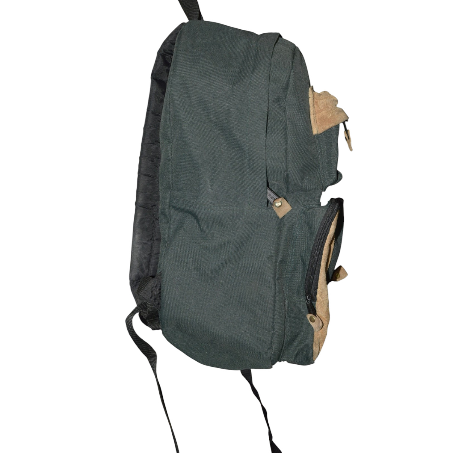 Vintage Eastsport Outdoor Co Canvas Backpack Green Suede Trim #1457