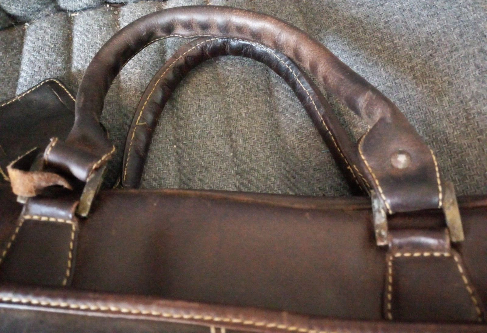 Leather Briefcase Bag Canyon Outback Brown Large Vintage India