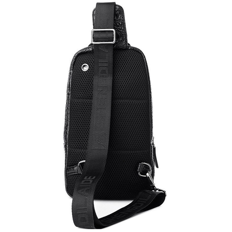 Leather Sling Daypack Backpack for Mens Crocodile Pattern Luxury Crossbody bag