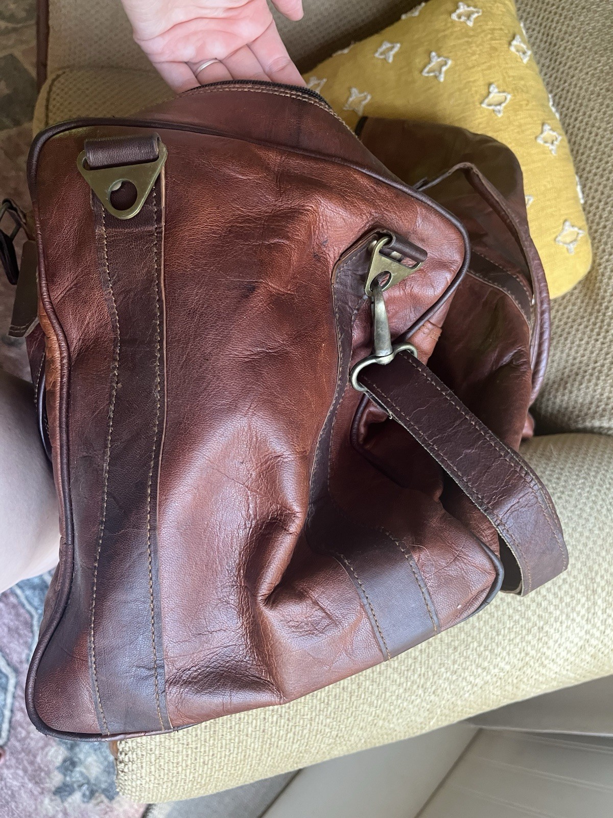 30″Men’s Genuine Leather luggage gym weekend overnight duffle large vintage bag