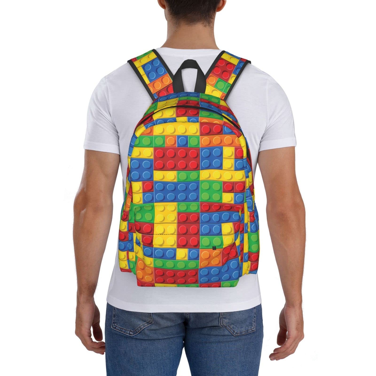 Daily Backpack Colorful Bricks Backpacks Travel Laptop Daypack 17 inch Bags f…