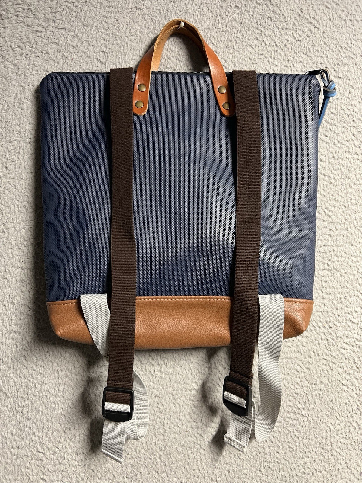 Eco Friendly Daniel Chong Waterproof Backpack Navy Blue Mustard Yellow 10″x13″