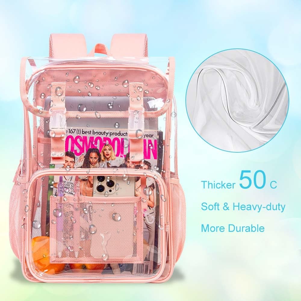 Clear Backpack, Stadium Approved Transparent Bookbag for Girls Boys, Heavy Du…