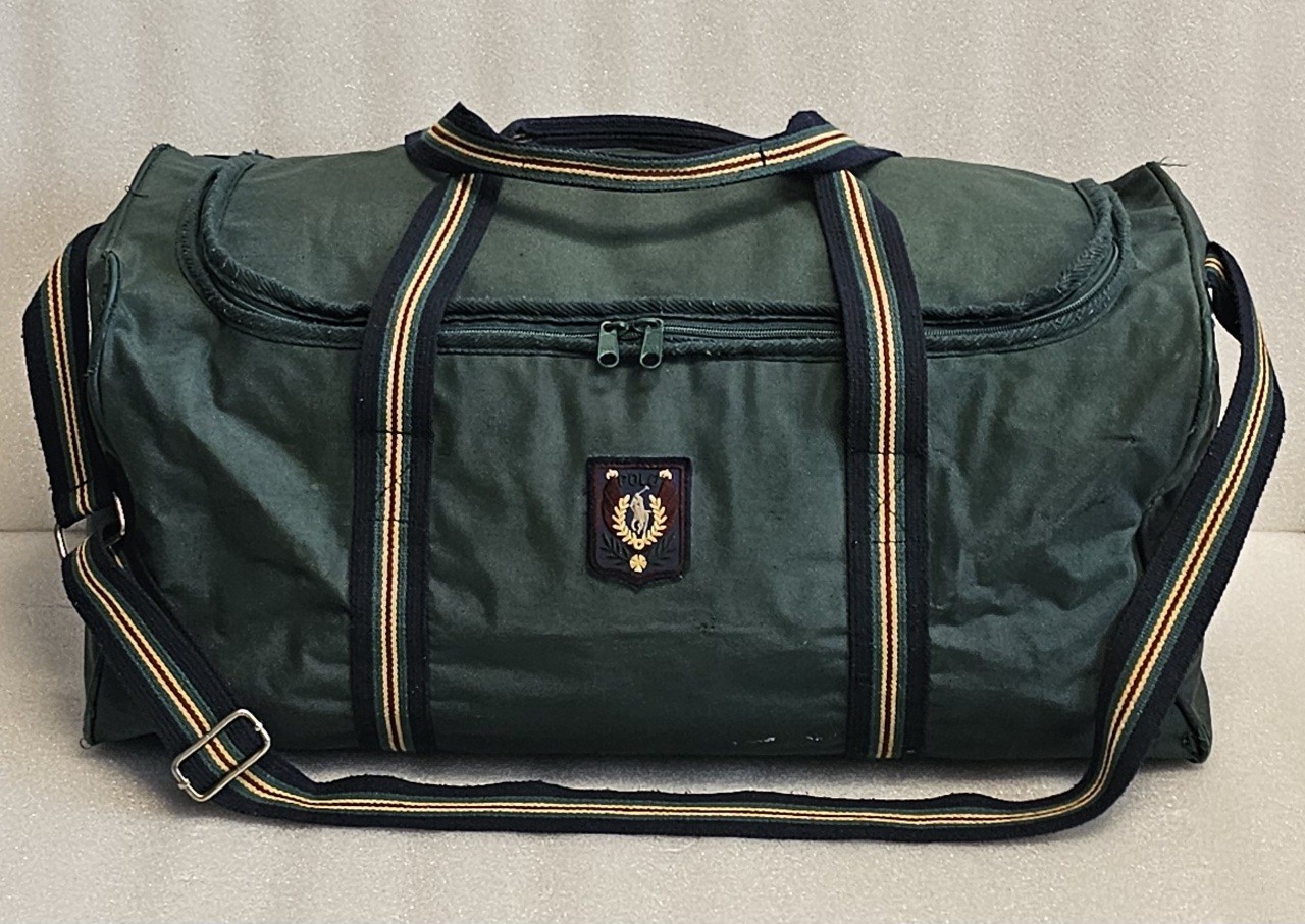 Rare Vtg 90s Polo Ralph Lauren Uni Crest Hunter Green Duffle Bag Travel Luggage