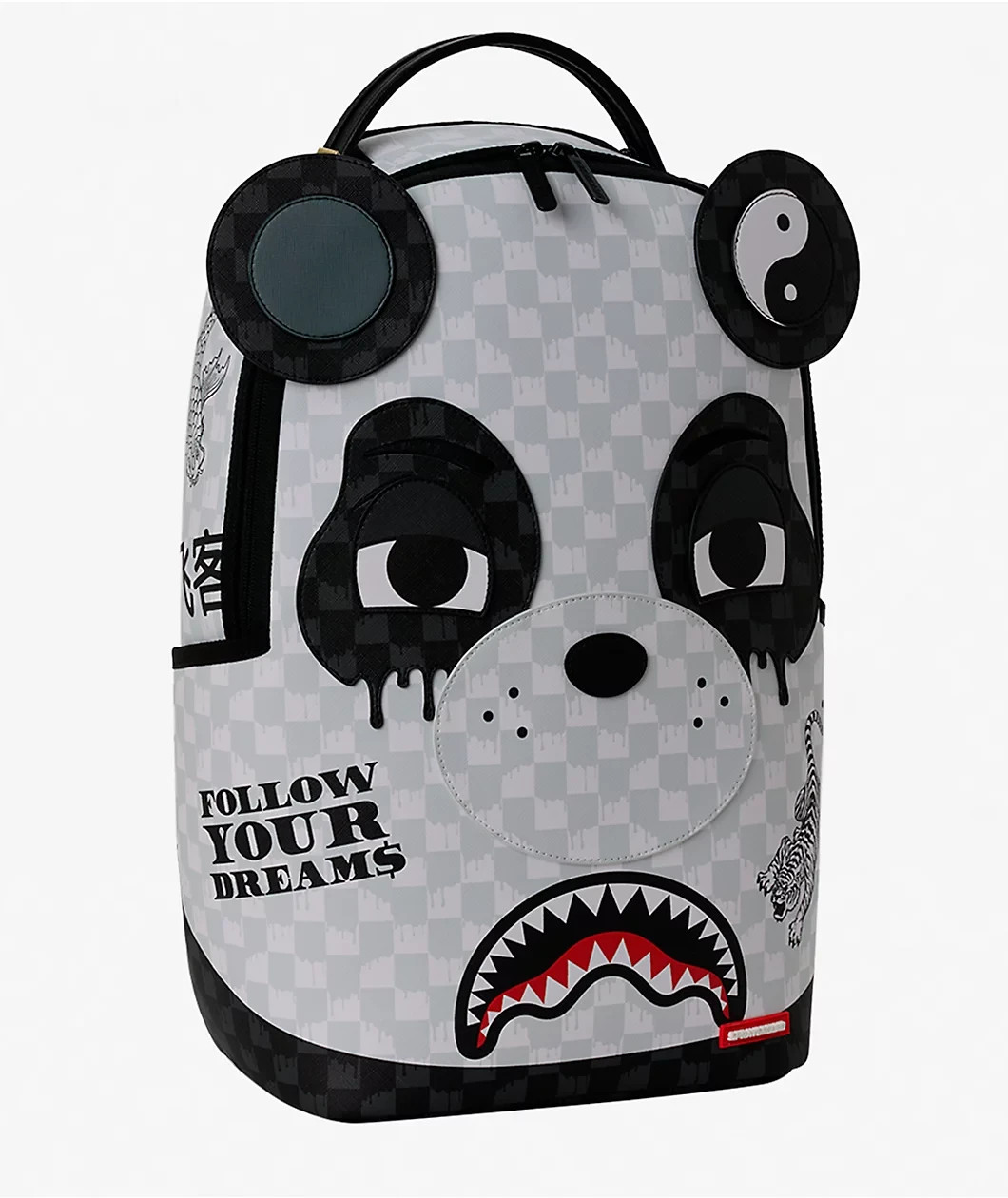 Sprayground Panda Check Backpack🔥New Black Bookbag Large School Bag
