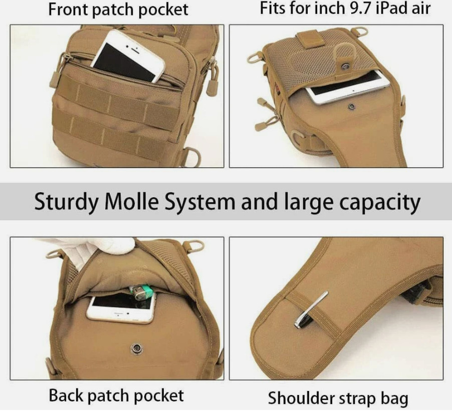 Men Outdoor Tactical Backpack Shoulder Sling Bag Chest Pack Sport Travel Hiking