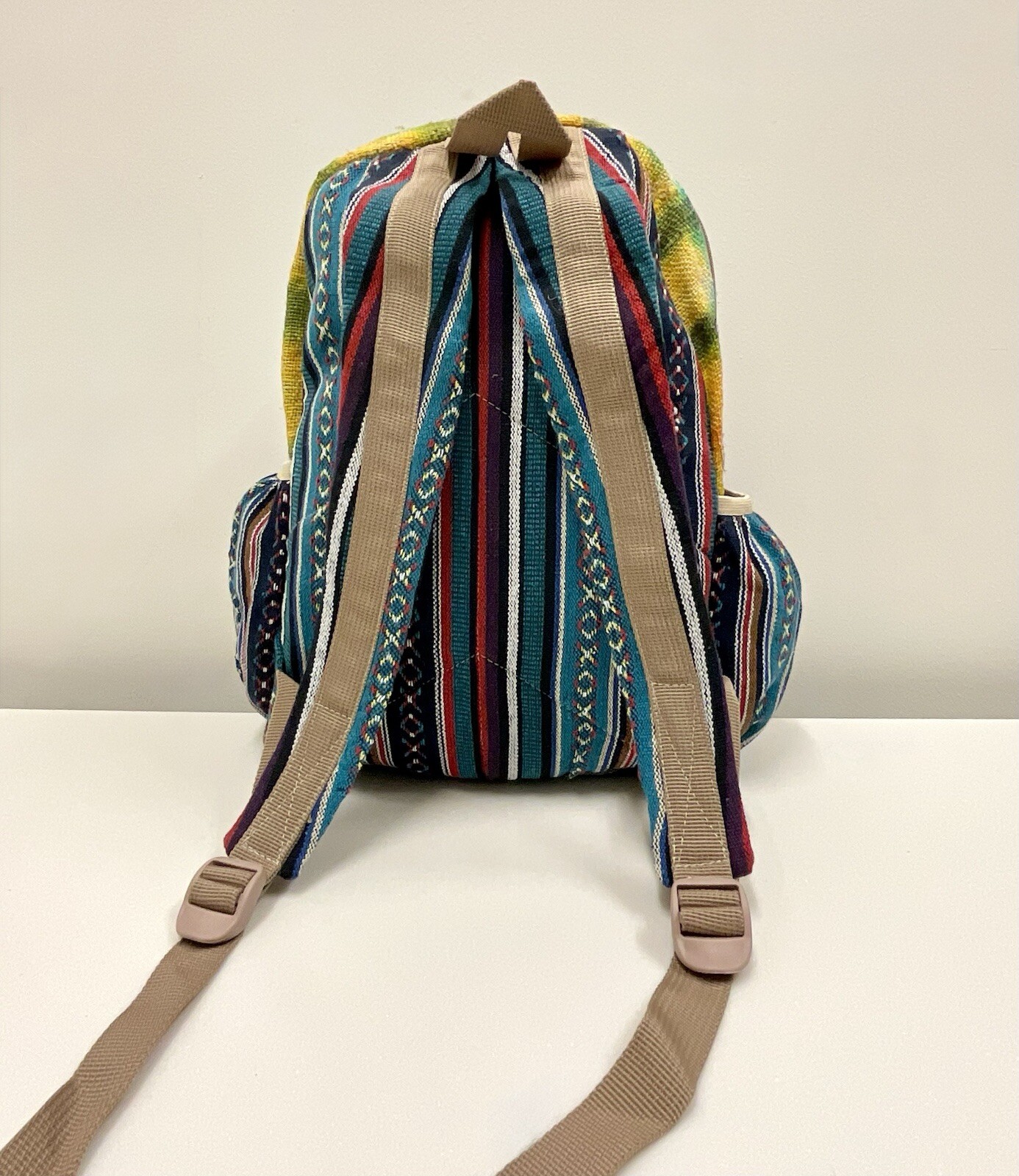 Hemp Backpack (Sun And Moon) With Laptop Pocket Nepal Fair Trade Hiking Boho