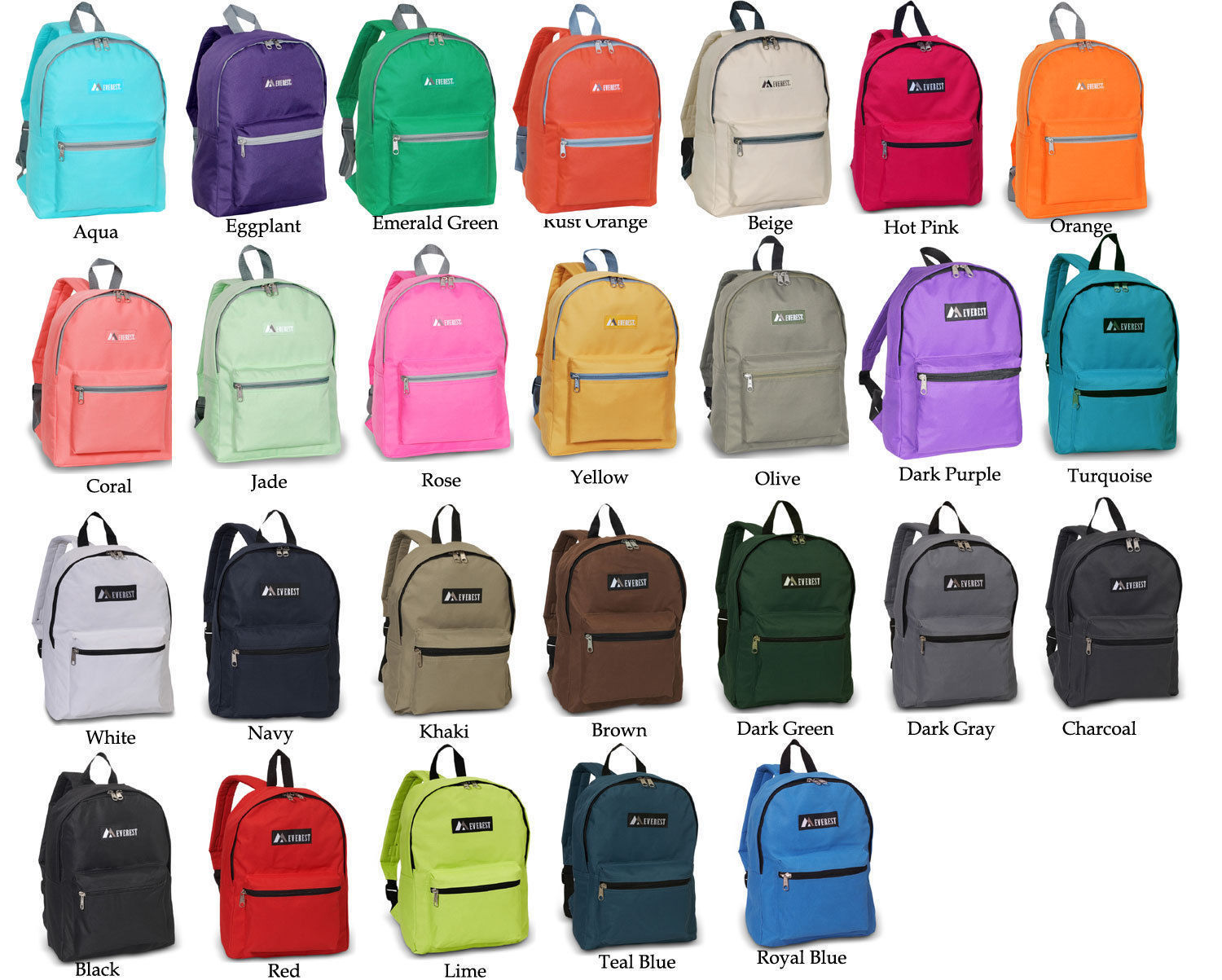Classic Basic Small Student Backpack Bag Black Red Blue White Camo Pink Khaki