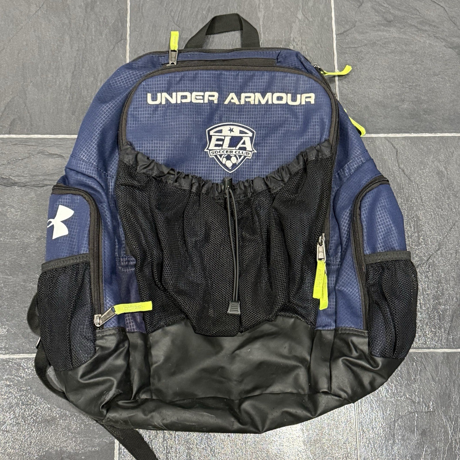 Under Armour Storm 1 Heat Gear Soccer Backpack Sports Embroidered Blue & Black