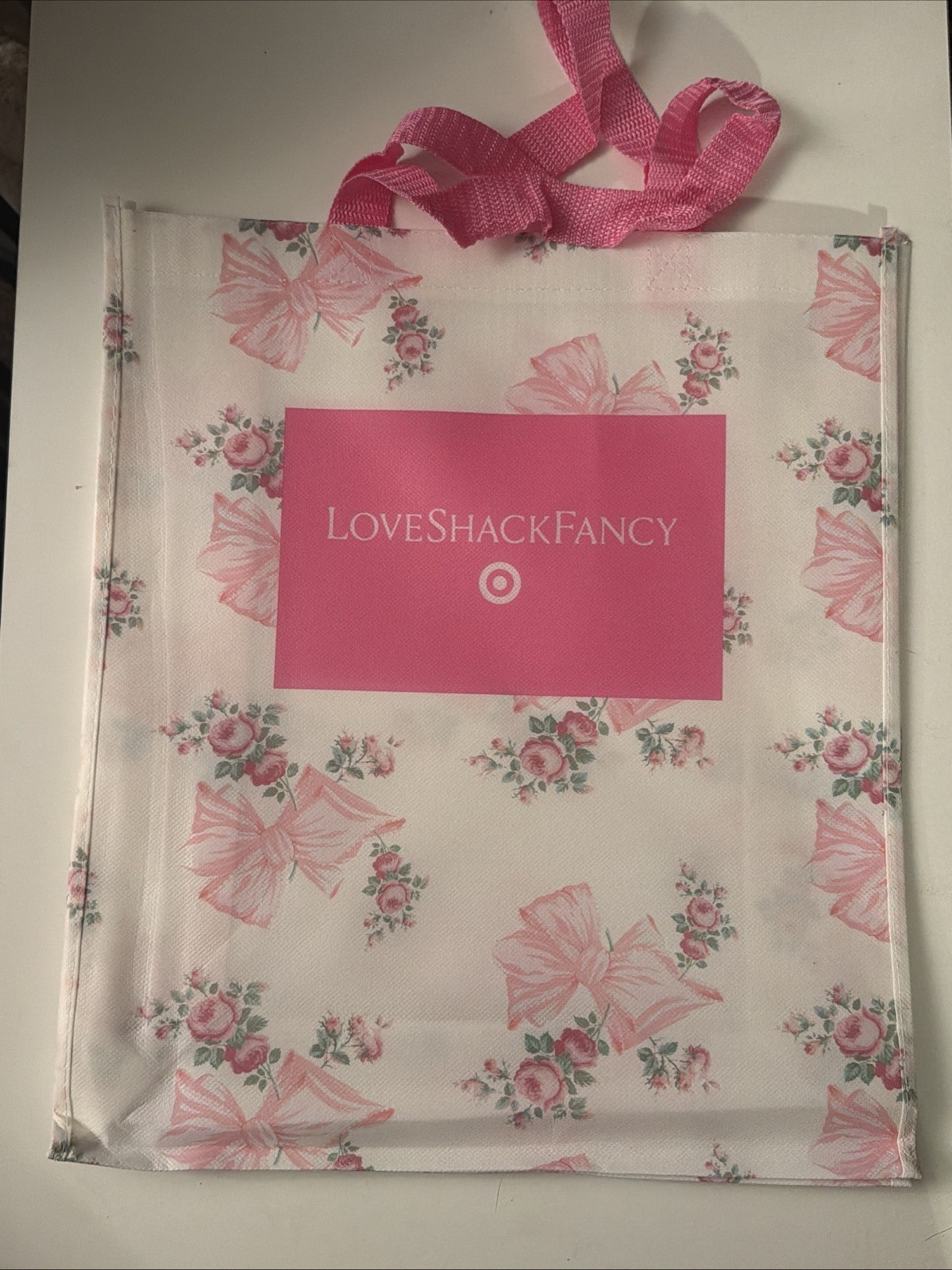 LoveShackFancy x Target Pink & White Floral Theme Tote Bag Limited Edition
