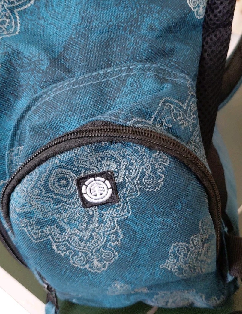 Element Skateboard Backpack Blue Black Skater Bag Logo Zipper Pockets