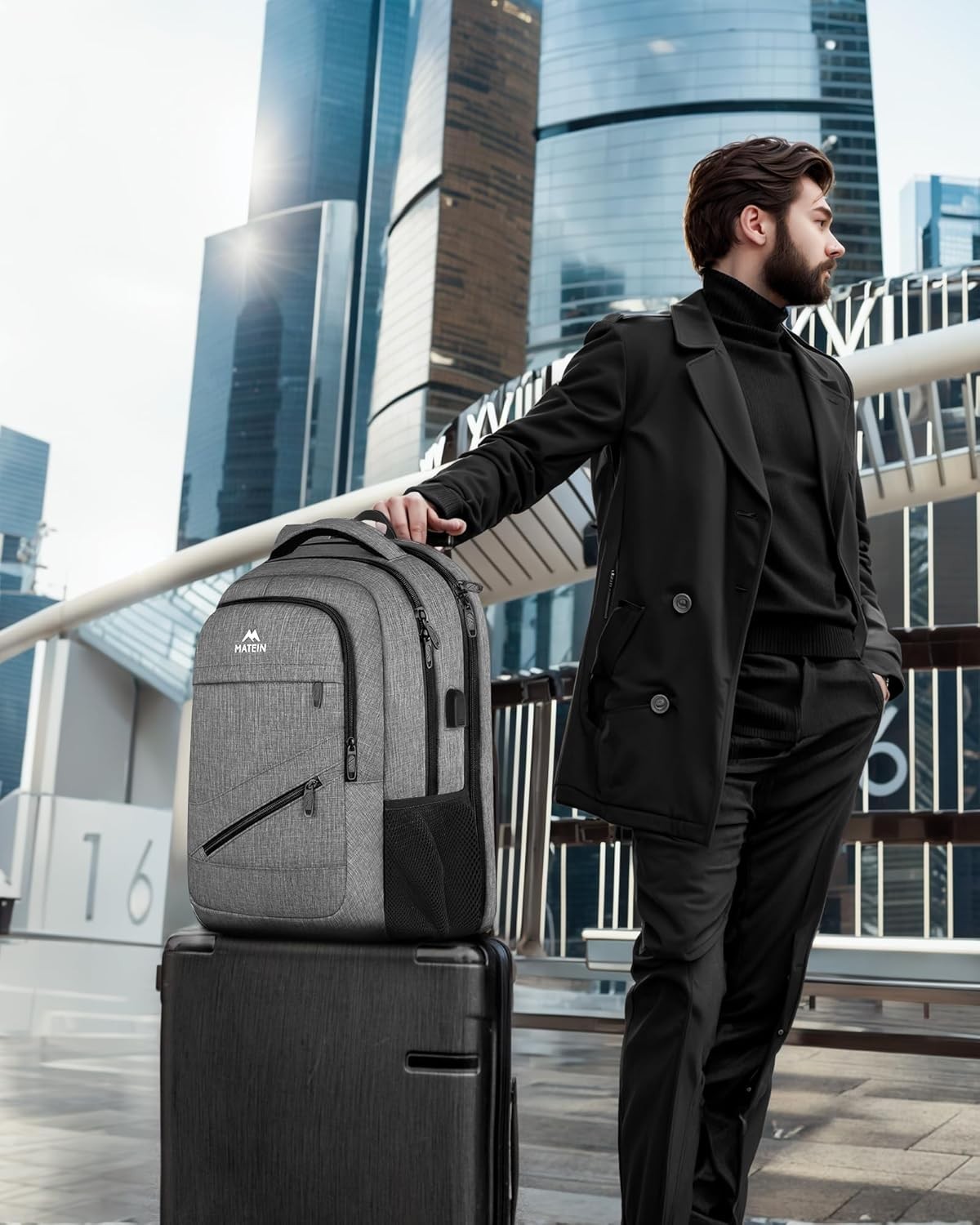 MATEIN 17″ Laptop Backpack TSA Approved Travel Work College Bag USB Port – NEW