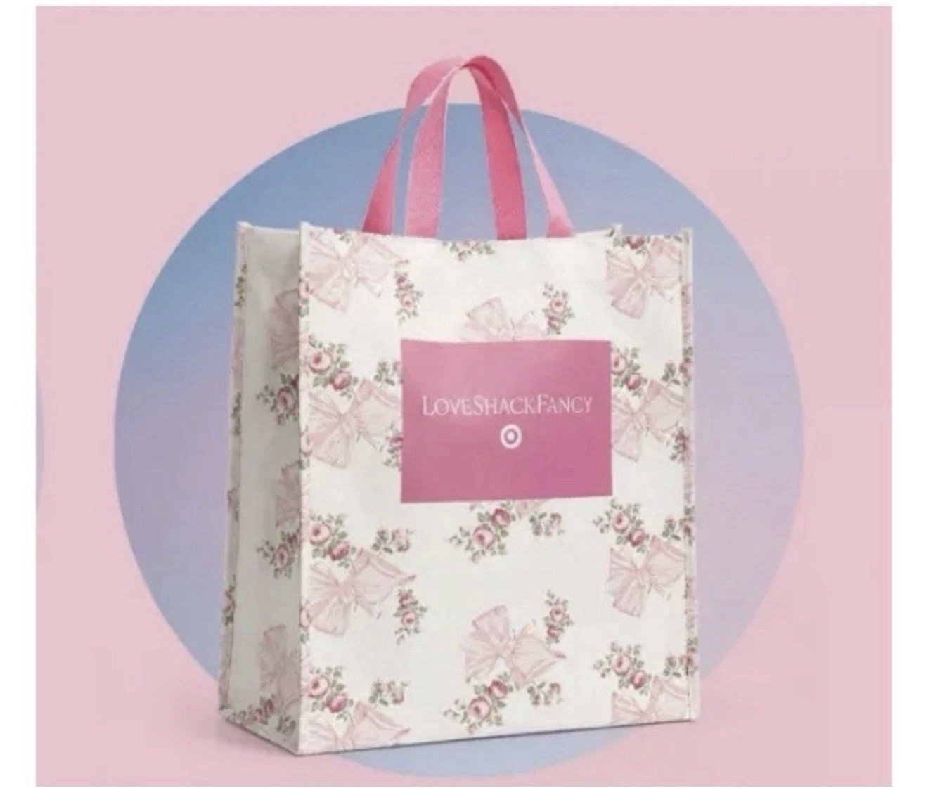 LoveShackFancy x Target Pink & White Floral Theme Tote Bag Limited Edition