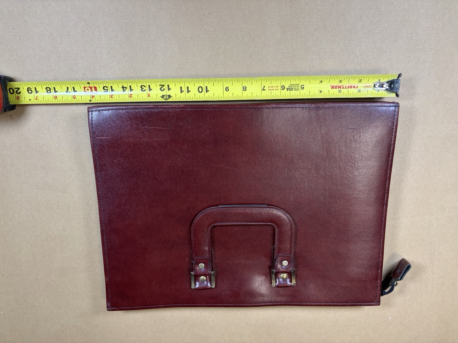 Burgundy Zip Briefcase/Document Case Top Handle Portfolio w/ Inner Dividers
