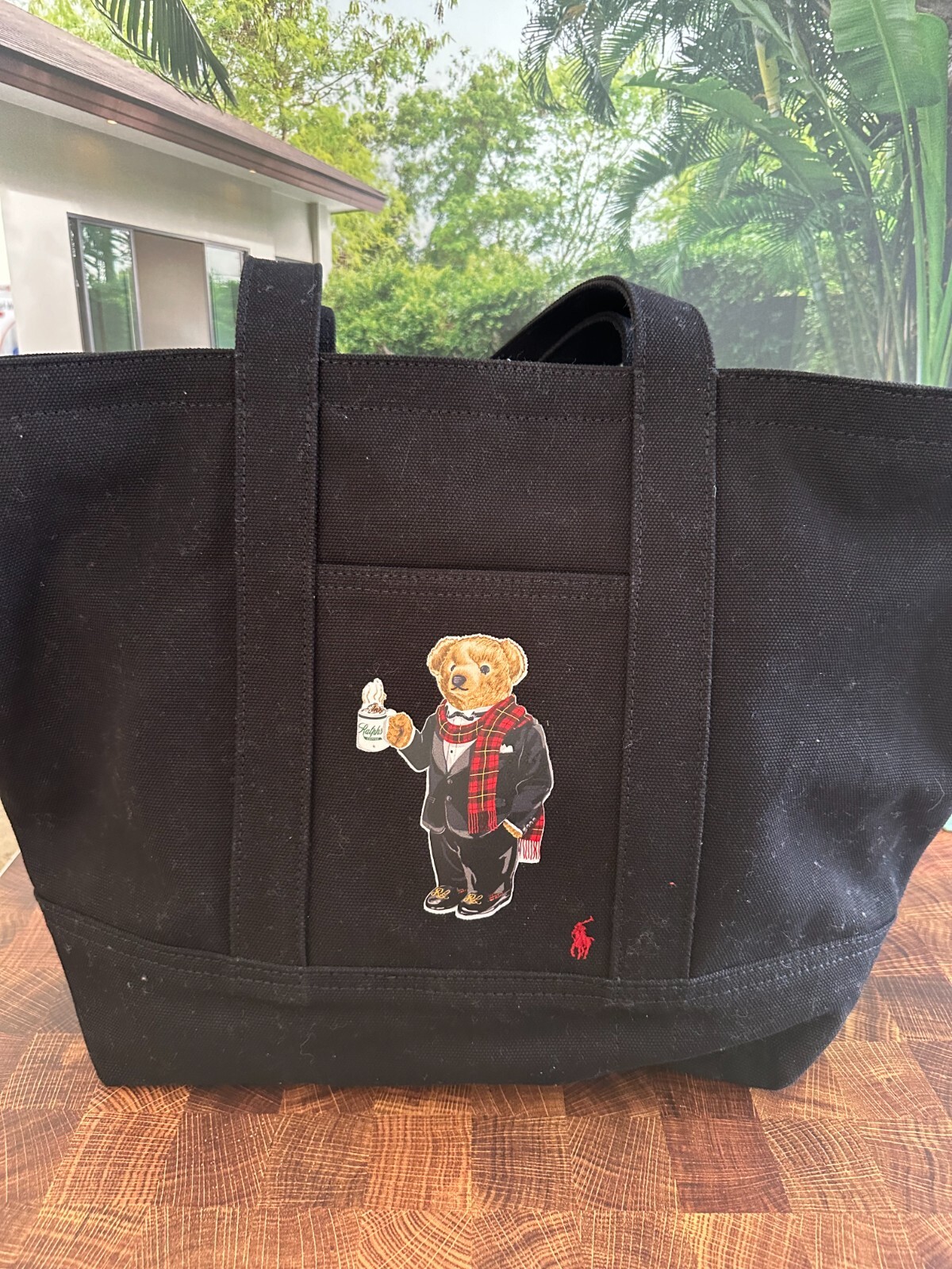 Polo Ralph Lauren Ralph’s Holiday Bear Canvas Tote in Black – NWT