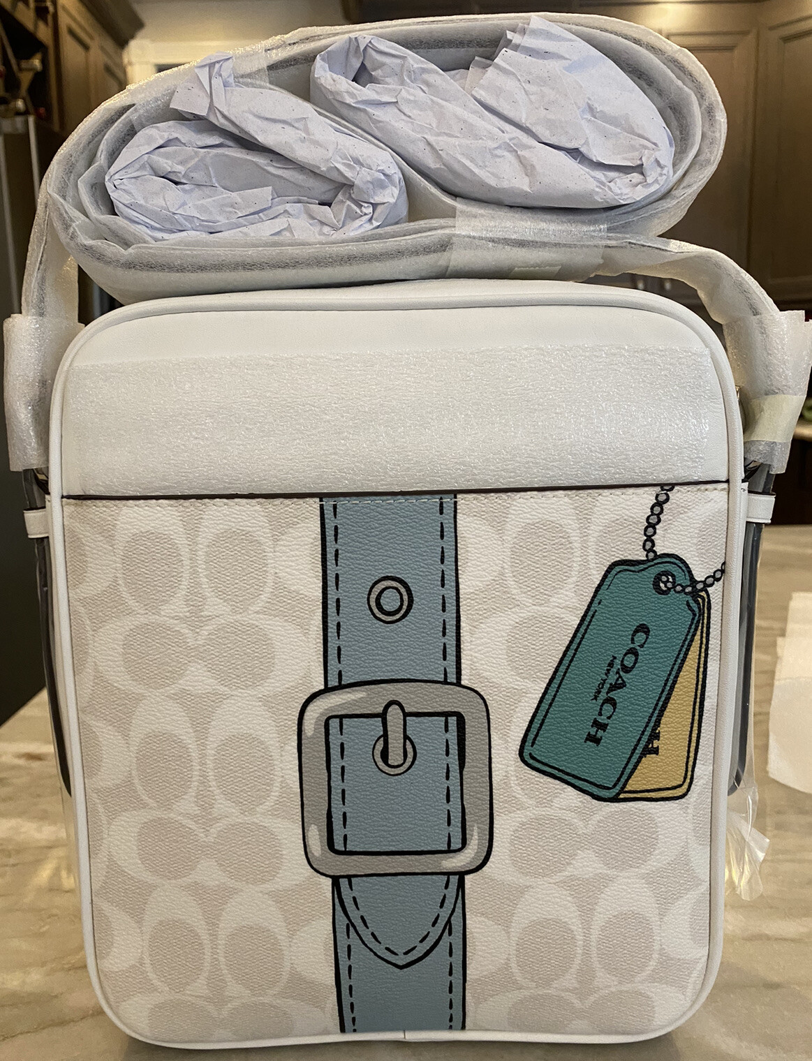 *COACH*Hudson Crossbody 21 In Signature Canvas/Calfs Leather/Trompe L’oeil Print