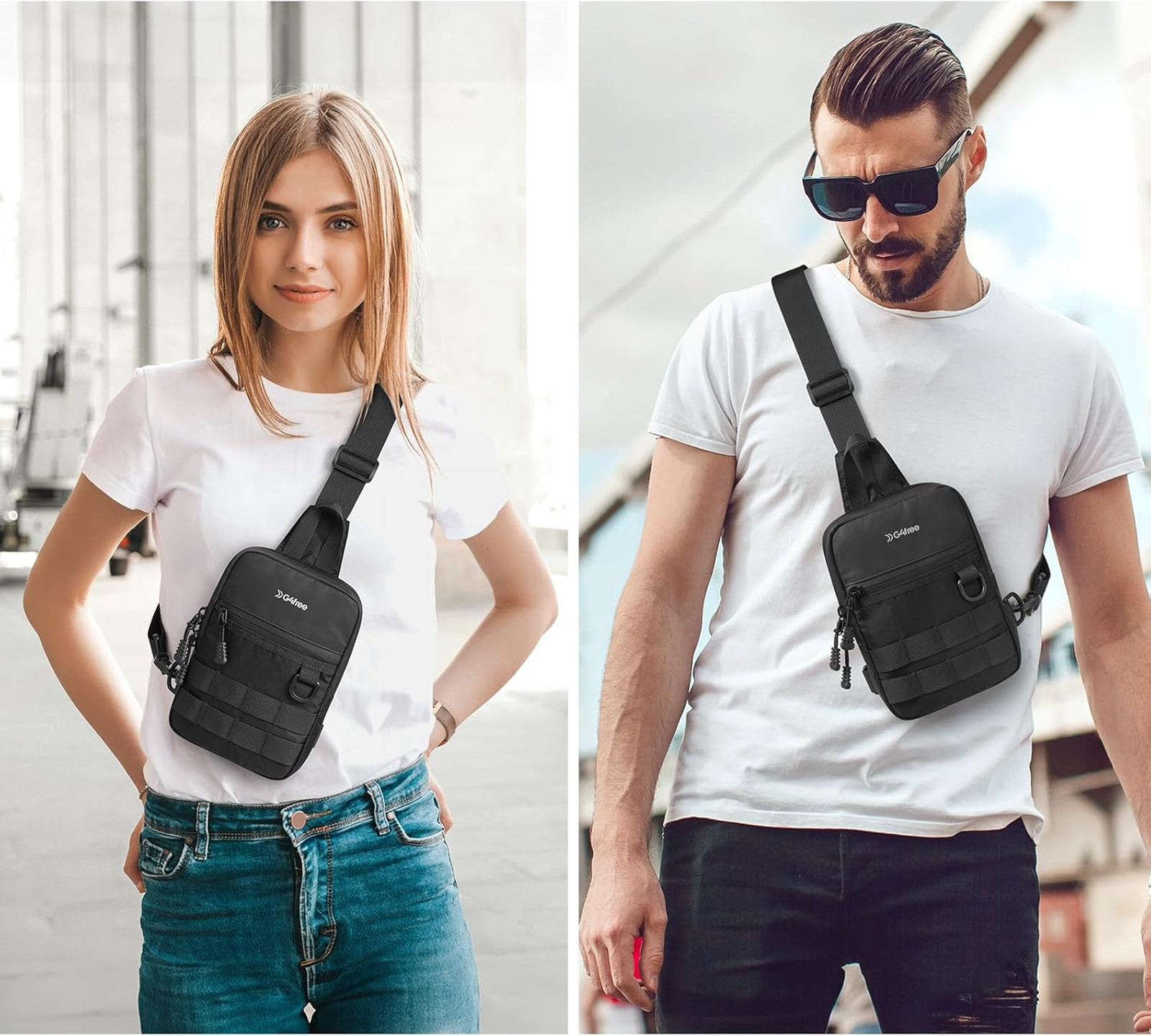 Small Crossbody Sling Bag Water Resistant Nylon Men Women Compact Tactical Chest