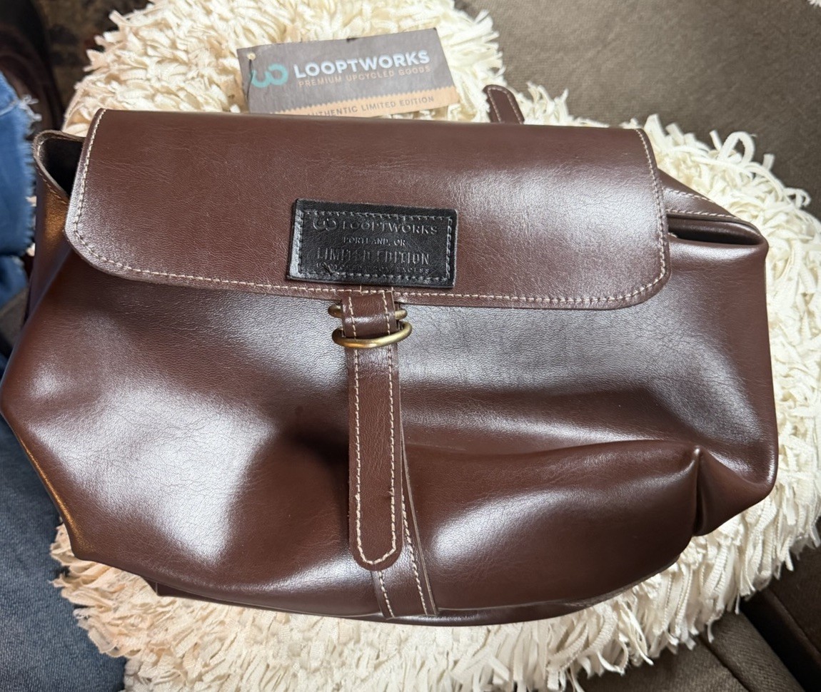 Looptworks Portland, Or Limited Edition Leather Bike Bag Recycled Materials
