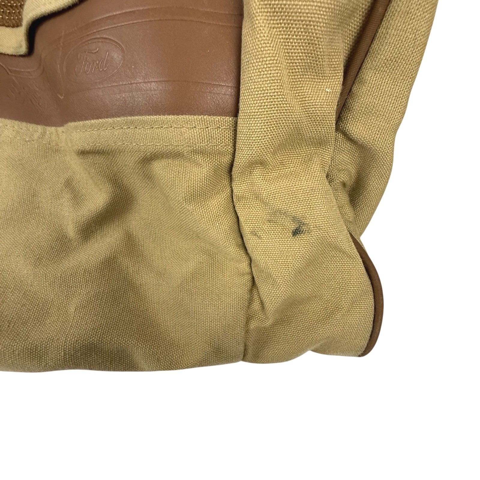 Eddie Bauer Ford Duffel Bag Tan Canvas Travel Gym Weekender Luggage Pocket