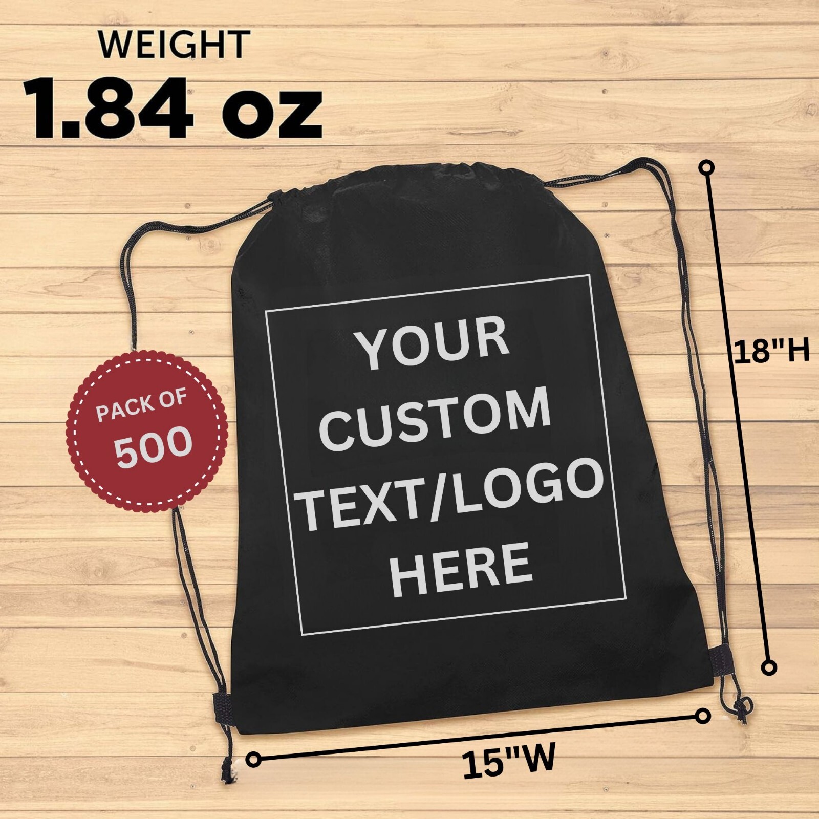 Custom Non-Woven Drawstring Backpacks Personalized Bulk Pack 20-50-100 and 500