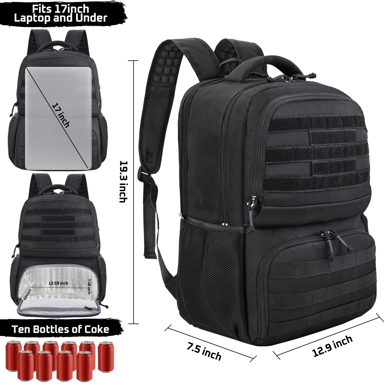 Laptop Lunch Backpack for Men, Tactical Inspired Utility Anti-Theft Work Bag …