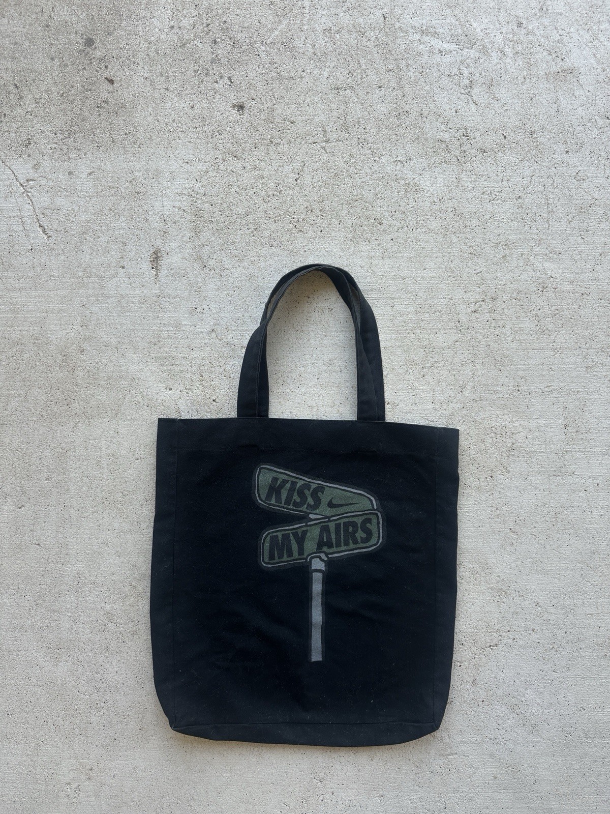 Nike Airmax 100% Cotton Unisex Black Tote Bag “Kiss My Airs”