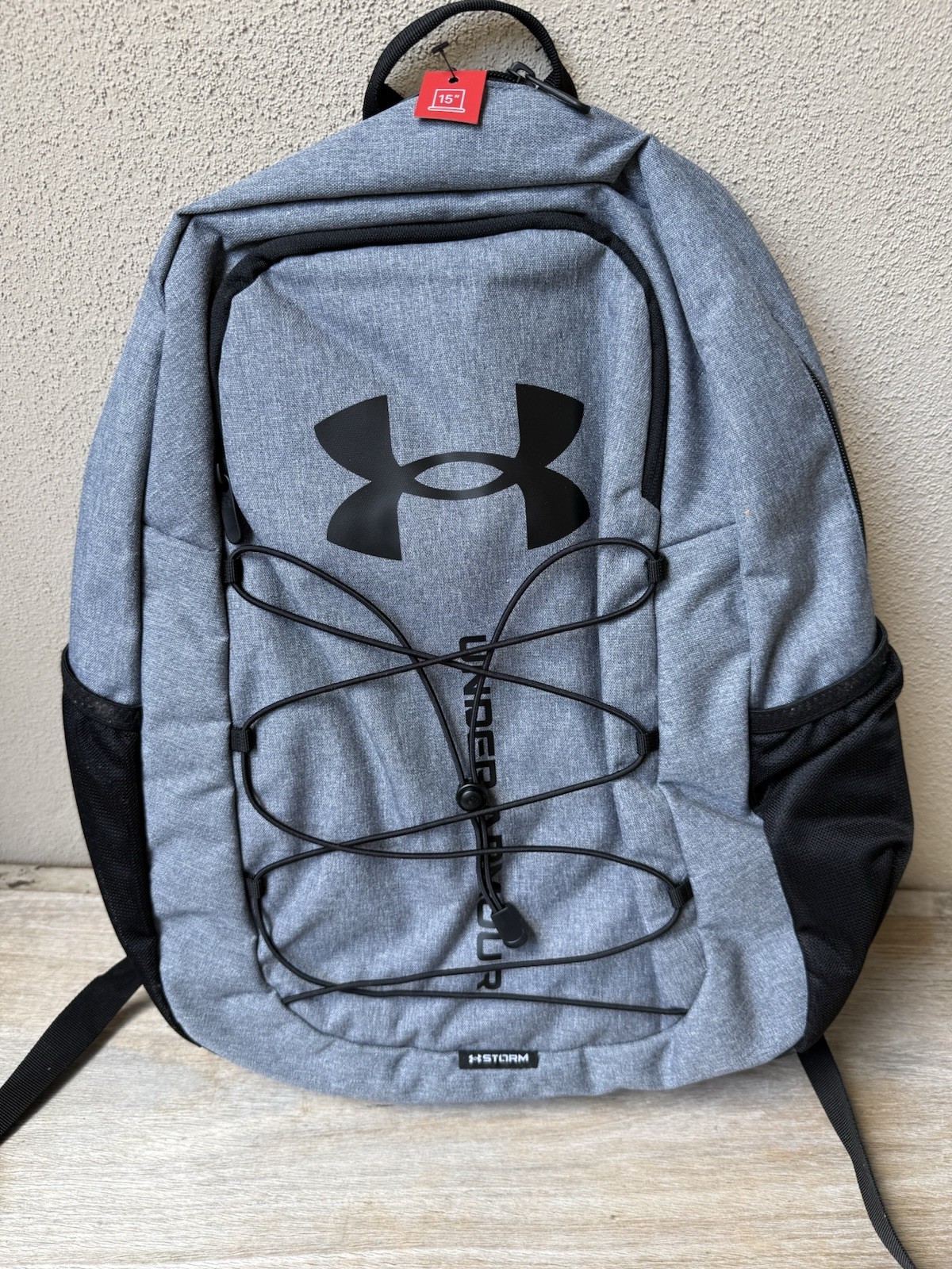 UA Hustle Sport Pitch Gray Medium Heather Black Backpack Style 1364181 012