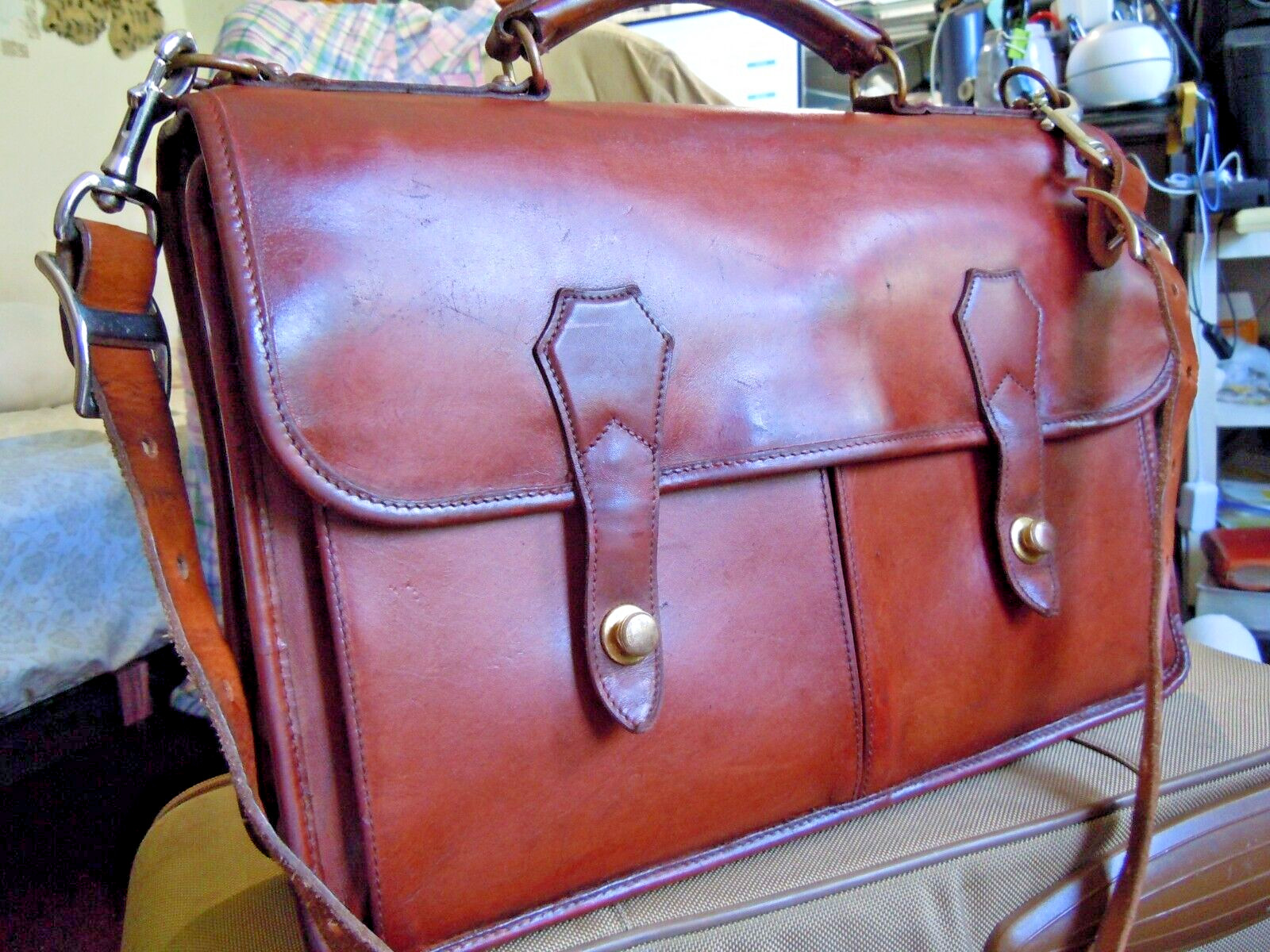 VTG KORCHMAR SCHLESINGER BELTED LEATHER BRIEFCASE USA 6