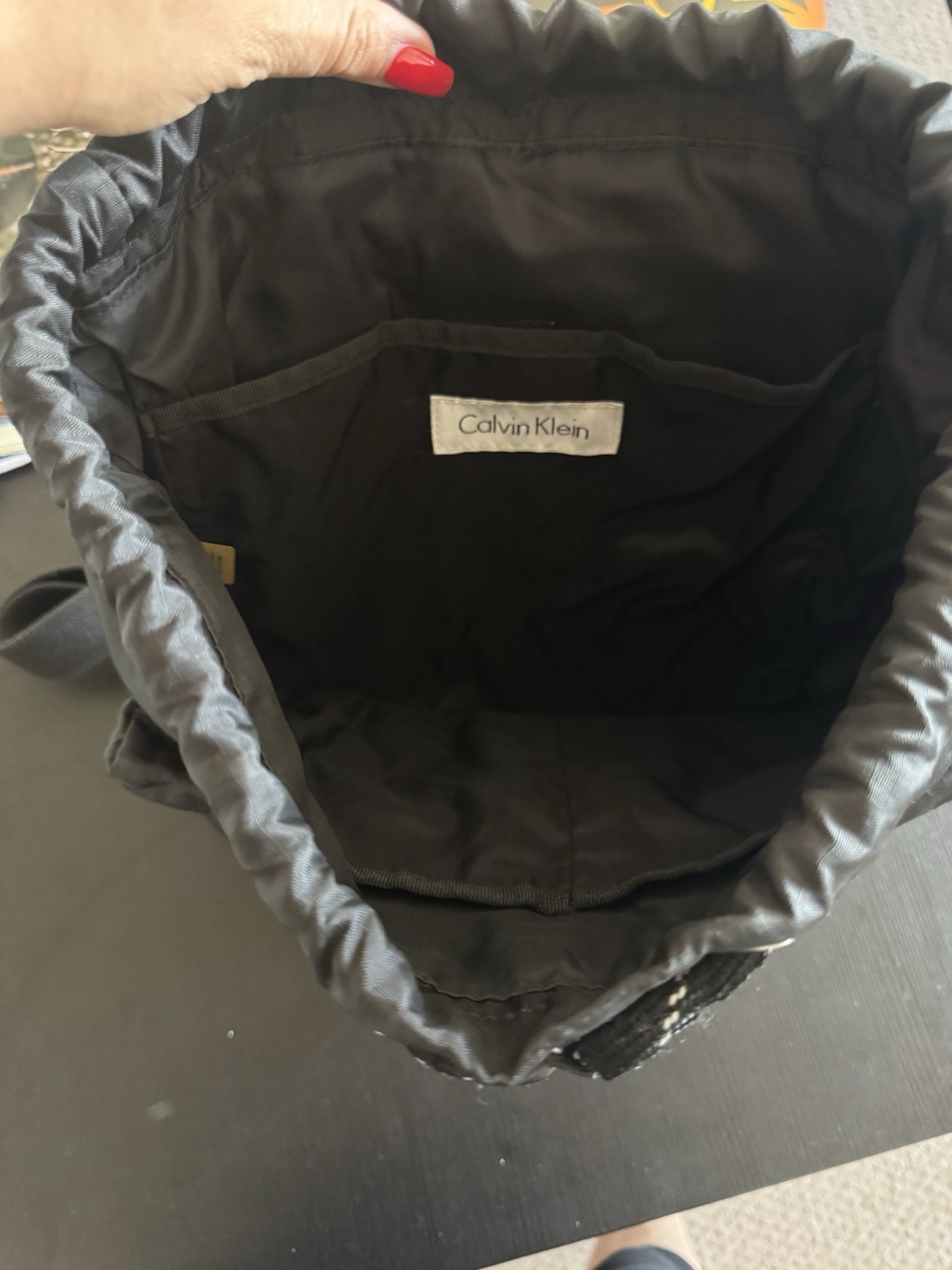 Calvin Klein Black Backpack Zip/Buckle Closure Inner & Outer Pockets Travel