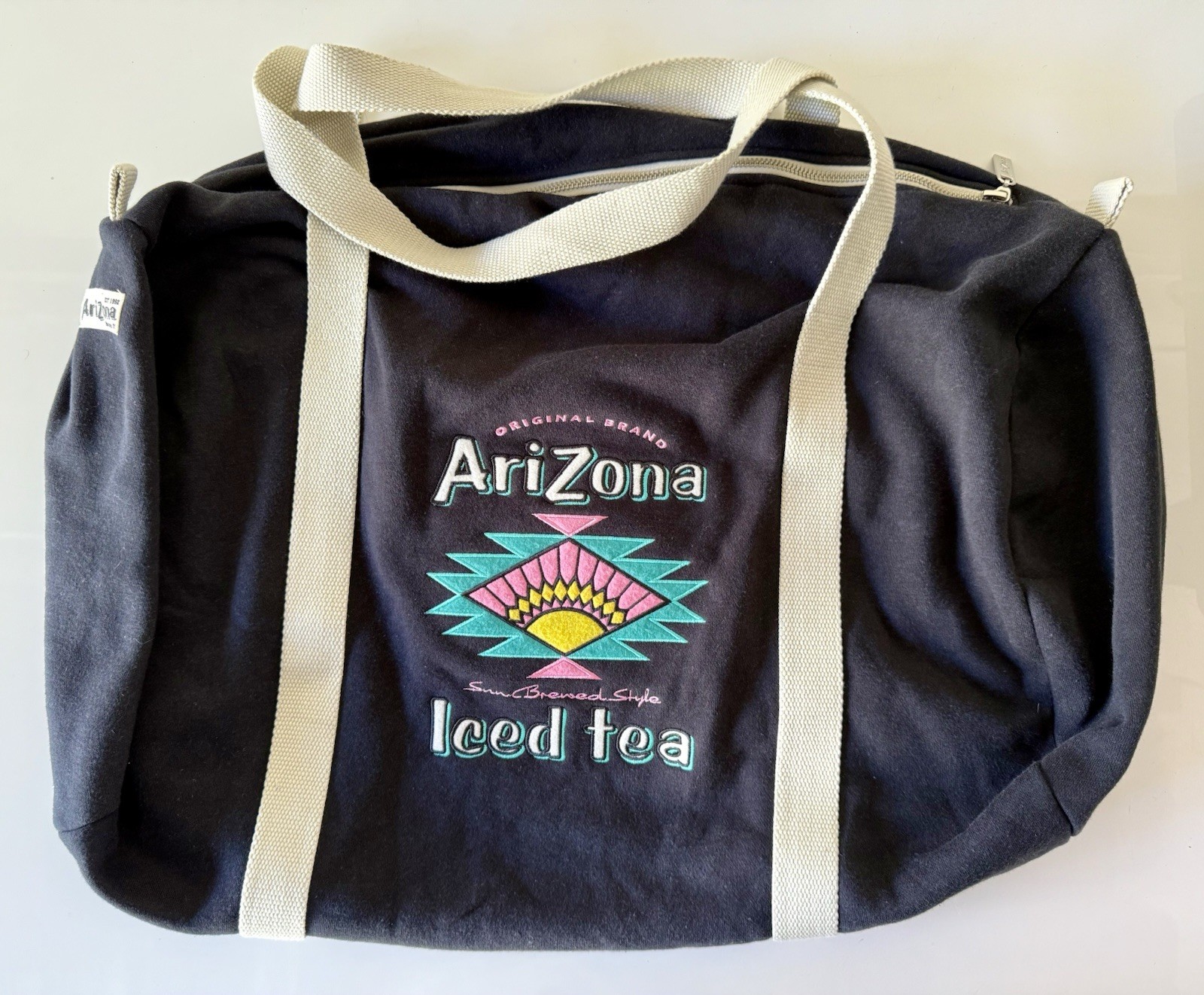 Vintage Arizona Iced Tea Embroidered Logo Duffle Bag (Black) Large