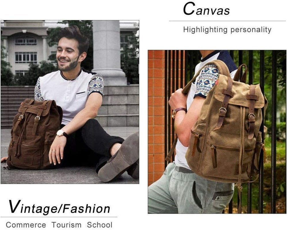 Vintage Canvas Backpack Rucksack Unisex Casual Backpack for 12-17″ Laptop Backpa